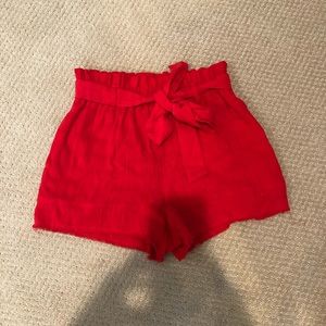 Red paper bag shorts (high waisted)